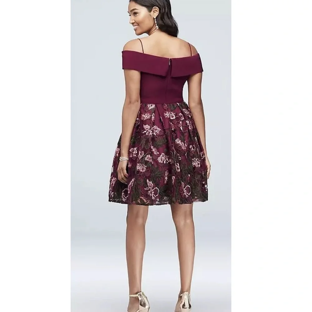 Morgan & Co. Juniors' Embroidered Cold-Shoulder Fit & Flare Dress Pockets Sz 20W - Picture 14 of 14